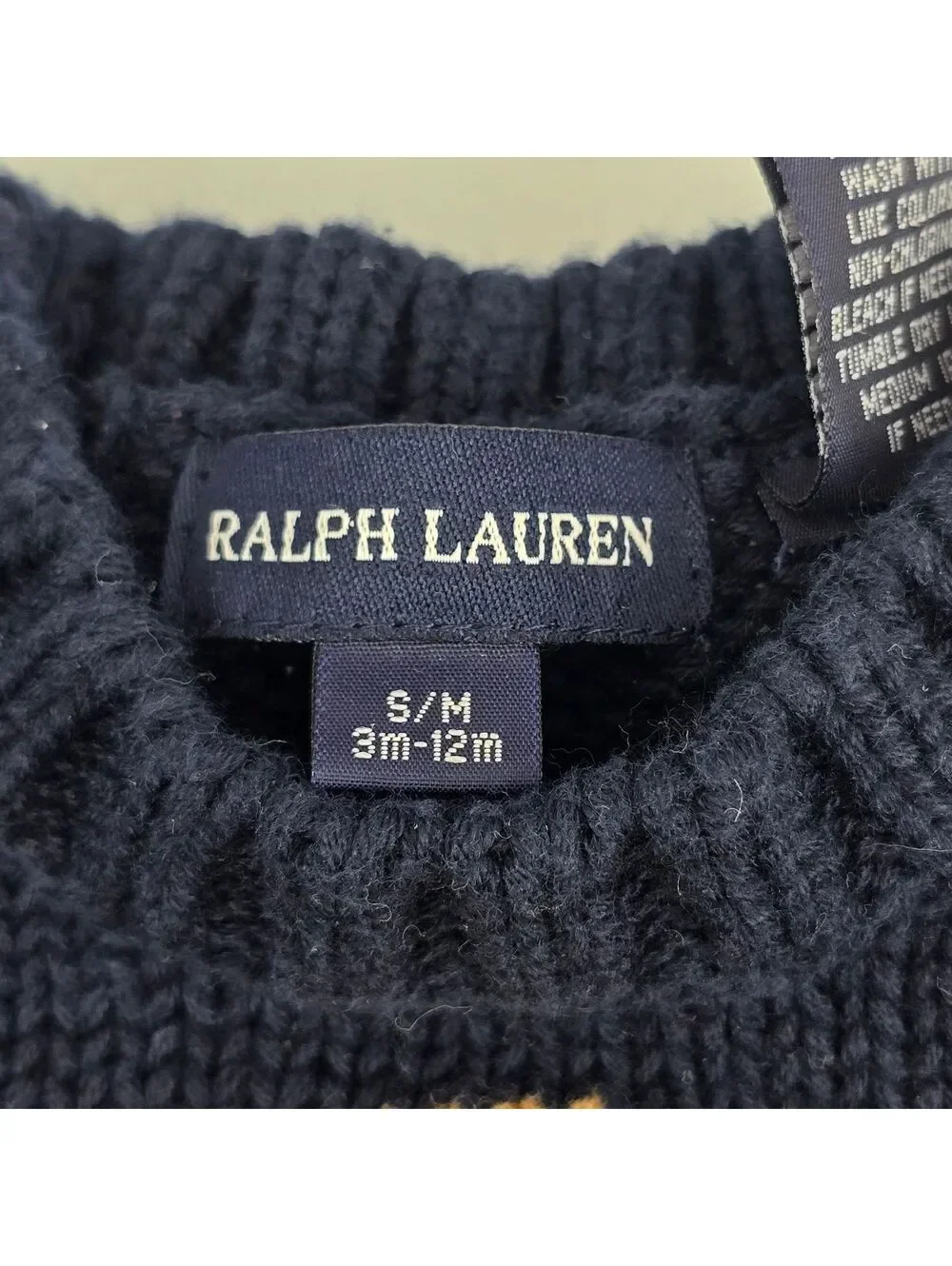 Ralph Lauren Polo Bear With Flag 90’s Sweater Hand Framed Beautiful Rare 3m-12m